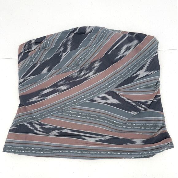 NWT Lauren Ralph Lauren Geo-Stripe Cotton Navy Blue Strapless Blouse Size 6 - Picture 1 of 10